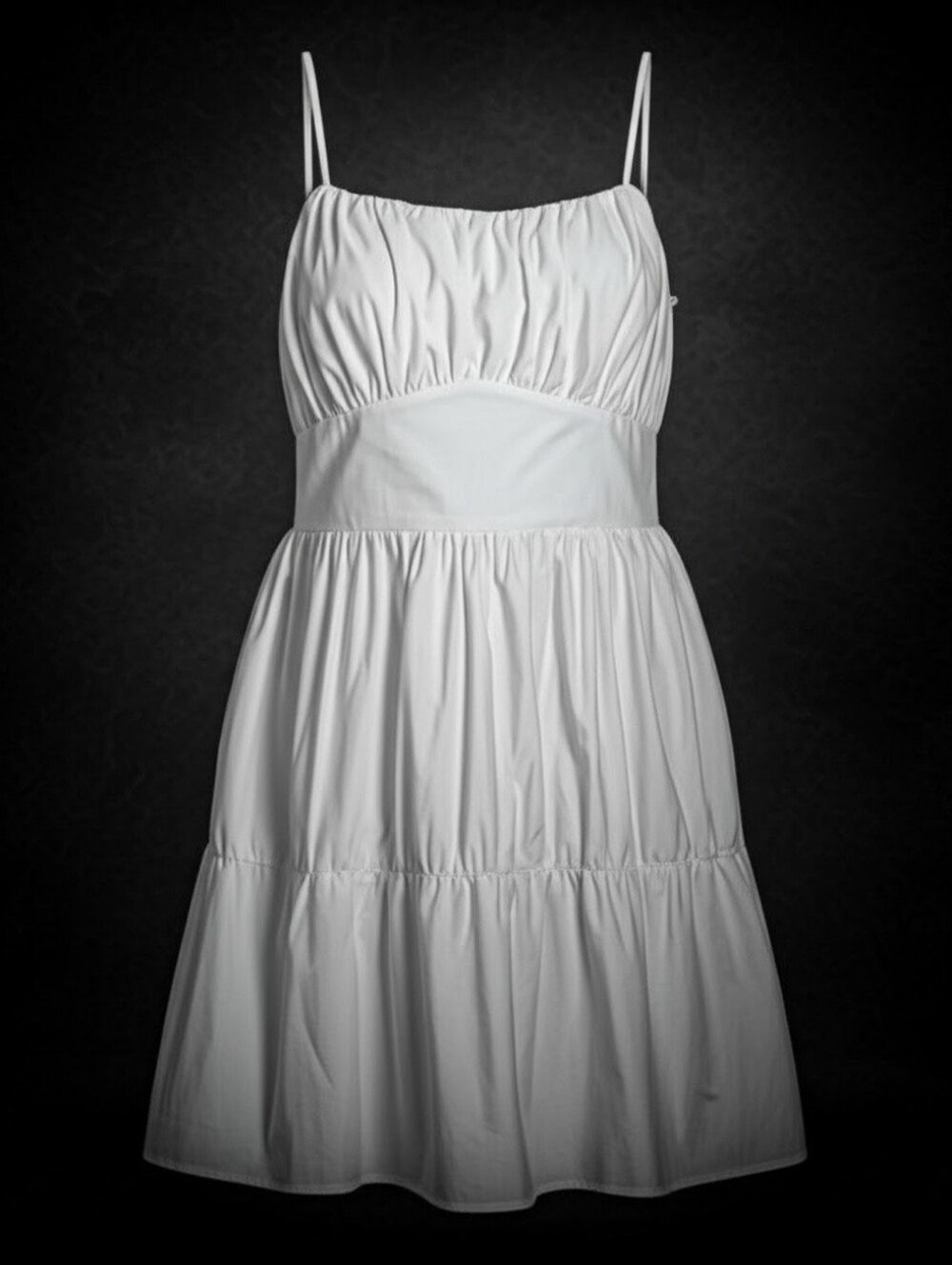 EXPRESS Ruched Tiered Poplin Mini Dress